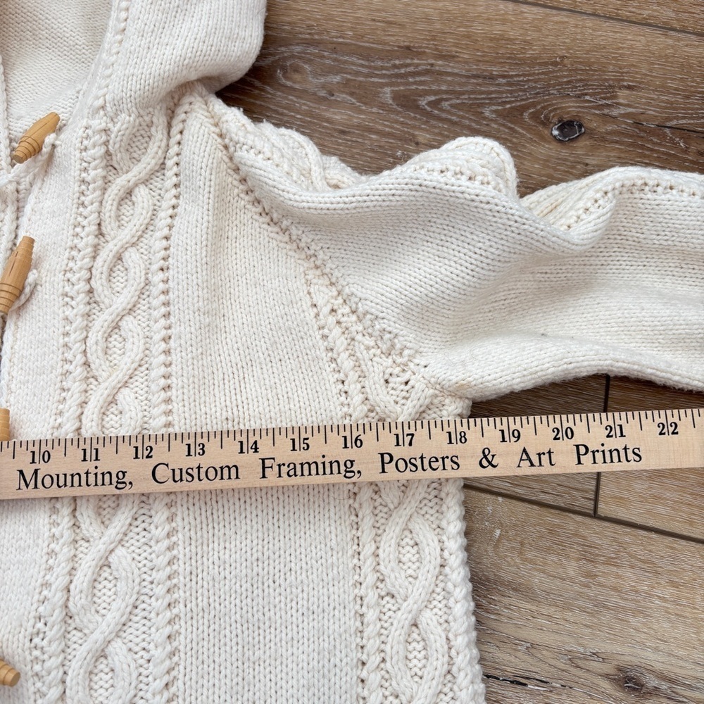Hand Crafted Cream Hooded Cable Knit Cardigan - Picture 3 of 16